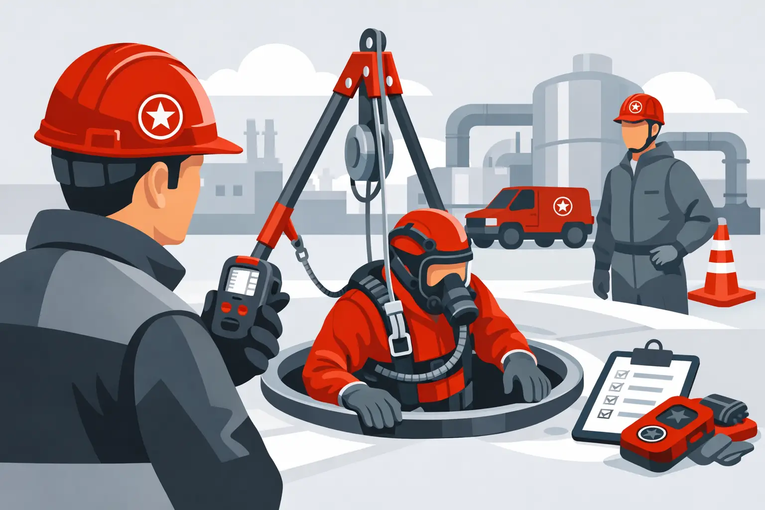 Travail en espace clos - risques et contrôle